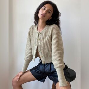 Aritzia Beige Button-Up Cardigan